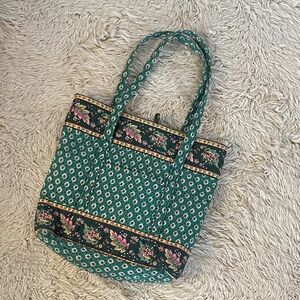 Vera Bradley Teal and Black Floral Tote